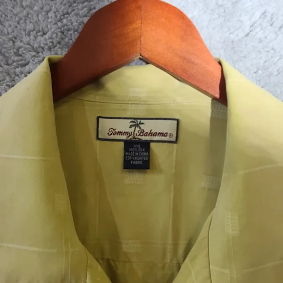 Tommy Bahama Yellow Silk Short Sleeve Shirt XXL - Picture 2 of 8